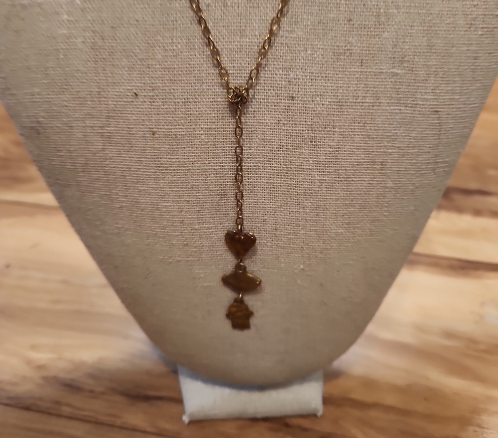 Johnny Was Gold Heart and Charm Necklace